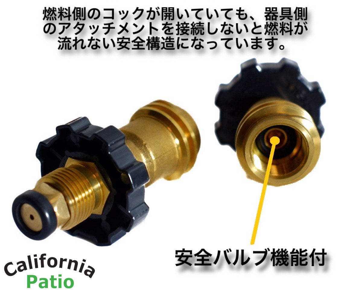 アメリカのLPガス調整器アダプター手締め, 安心極太パッキン