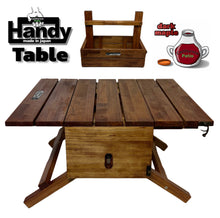 画像をギャラリービューアに読み込む, 【納期 ２週間程】　ハンディ　テーブル【ダークメープル】※木材質　メルクシパイン（made in Japan）カラクリ折りたたみテーブル
